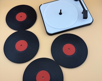 Posavasos de vinilo impreso en 3D con base giratoria. Regalo para amantes de la música retro, bar y decoración del hogar.