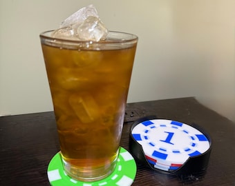 Zestaw podstawek pod żetony pokerowe drukowanych w 3D z uchwytem: dekoracja baru Game Night