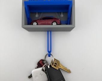 Gegoten autosleutelhouder: schaal 1:64 – 3D-geprinte muurbevestiging met werkende deur en optionele personalisatie