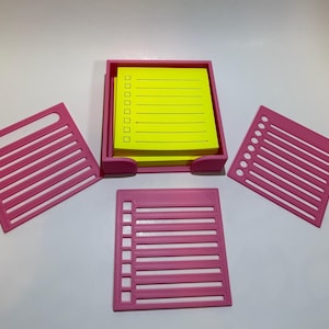 Sticky Note Holder & Stencil Set | 3D Printed, Reusable Line Guides for Perfect Notes | Desk Organizer for Home, Office and School! Gifts
