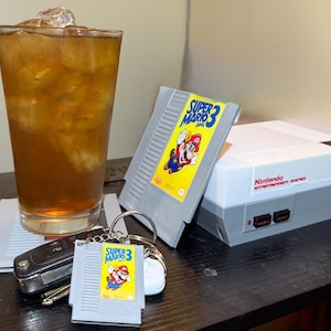 Custom Retro Game Cartridge Keychain – 3D Printed Gameboy, NES, SNES, N64 – Pick Any Classic Game – Great gift - Charms and Keychains