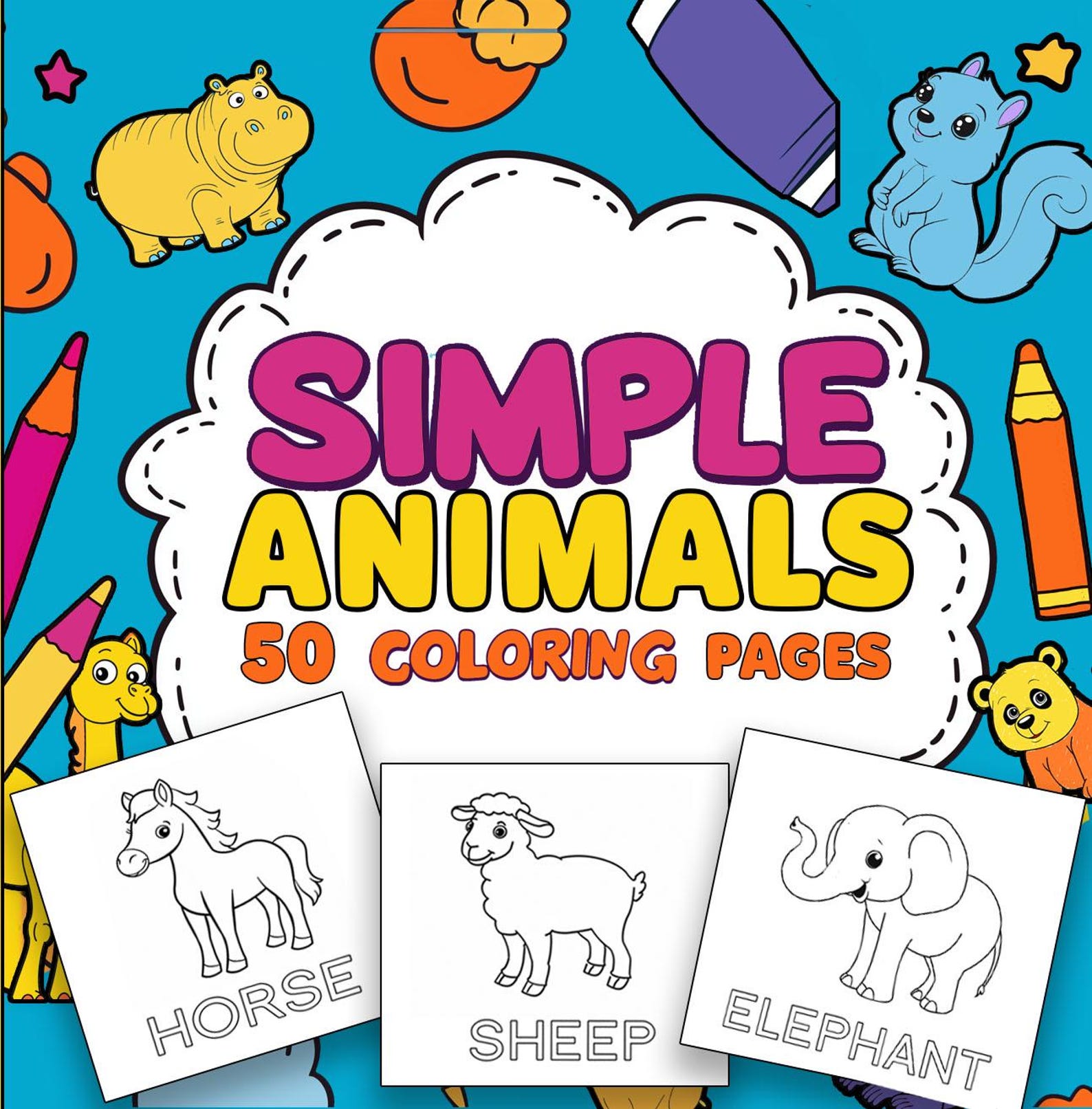 Simple Animal Coloring Pages | Bold and Easy | for Toddlers and Kids ...