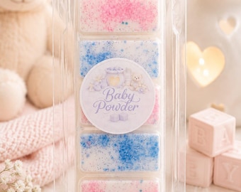 Baby Powder Wax Melt Snap Bar | Fresh Clean Scented Wax Melts | Handmade Soy Wax Melts | Nursery Fresh Fragrance | Melted Moments