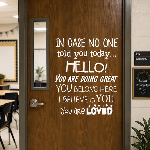 Classroom door Decal Decor Positive Affirmations In case No one told Library Wall Quote Teacher Vinyl Lettering School Positive Quotes S-128