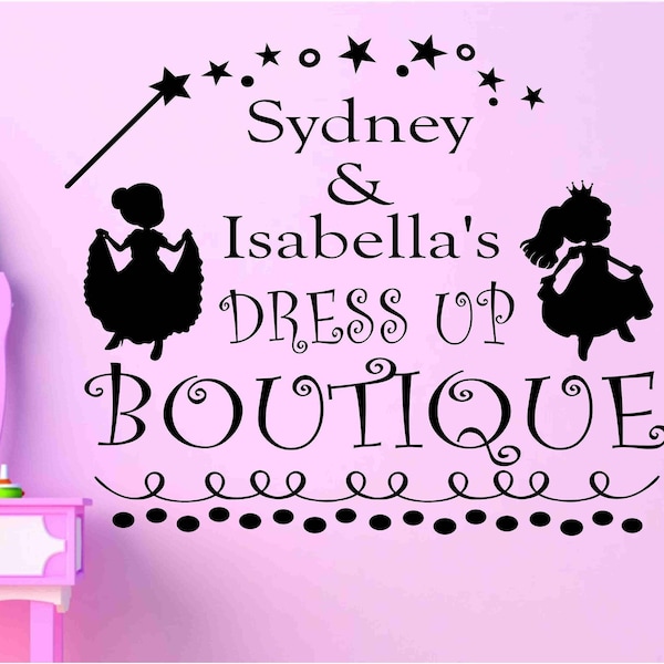Personalized decal dress up boutique wall decal nursery vinyl wall Make believe lettering little girl dress up vinyl wall lettering C-133