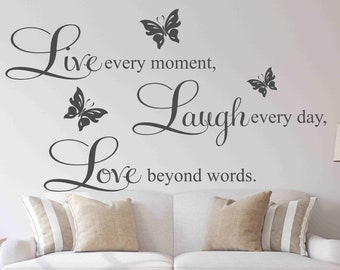Home Decal Live, Laugh, Love Art Sticker Vinyl Decal Modern Transfer For Entry Way Family Living Room Vinyl Wall Lettering-H-122