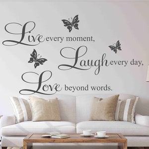 Home Decal Live, Laugh, Love Art Sticker Vinyl Decal Modern Transfer For Entry Way Family Living Room Vinyl Wall Lettering-H-122