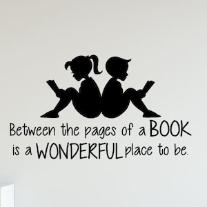 Book Wall Decal Library Between the pages of a book Vinyl Wall Lettering Library School Classroom Teacher Vinyl Wall Lettering-S-157