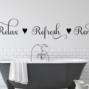 Relax Refresh Renew Bathroom Spa Relaxation Wall Decal Letters for Walls Vinyl Wall Lettering Spa Wall Sticker Bathroom Wall Quote-B-102