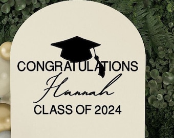 Graduation Party Decal for Entrance Sign Congratulations Class of 2024 Vinyl Decal  Balloon Arch Sign Grad Party decorations Event Planner