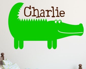 Personalized Alligator Wall Decal Baby Nursery Custom Name Jungle Safari Vinyl Wall Decal Alligator Wall Decor Vinyl Wall Lettering-C-123