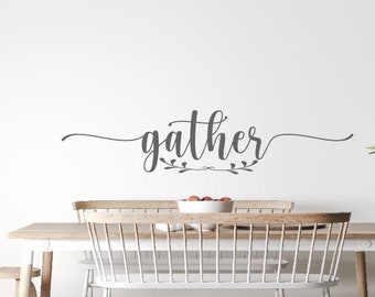 Gather Vinyl Wall Decal Kitchen Farmhouse Decor Vinyl Wall Art Lettering Transfer Sticker H-144