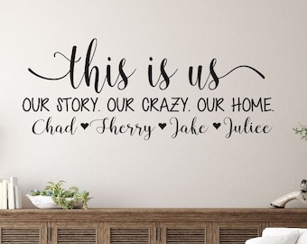 This Is Us Custom Family Names Vinyl Wall Decal Home Decor Family Vinyl Wall Lettering H-142