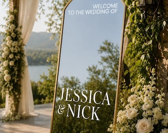 Welcome to our Wedding Mirror Decal Shower Parties Events Personalized Welcome Sign 12 Designs Vinyl Sticker Mirror Reception Decor WD108