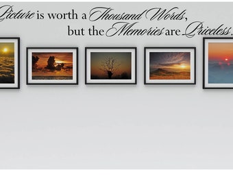 Photo Gallery Decal A picture is worth a thousand words Vinyl Wall Lettering Wall Quote Entryway Vinyl Wall Lettering Wall Sticker H-113