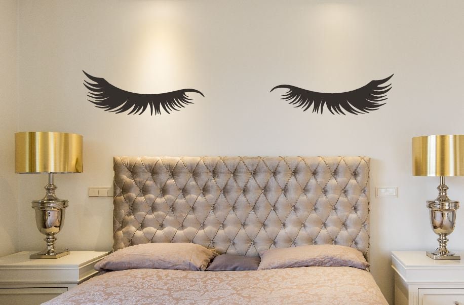 Eyelashes Decal Girl Bedroom Lashes Wall Art Eyelash Decor Eye Lash ...