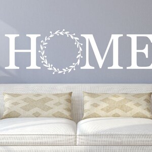Farmhouse Home Wall Decal Laurel Wreath  Vinyl Wall Lettering Wall Quote For Entry Way Living Room Wall Decal-H-139