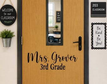 Teacher Name decal Personalized Teacher door decal classroom stickerl vinyl decal teacher decal school with grade custom choice name-S-164