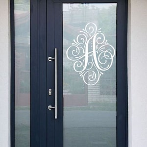 Personalized Monogram Glass Door Decal Front Door Decal Family Monogram Vinyl Wall Lettering-H-133 image 2