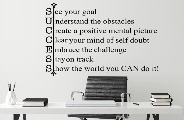 Motovation Success Lettering for walls Motivational wall quote School Office Classroom Teacher Vinyl Wall Lettering Wall Decal- M-137