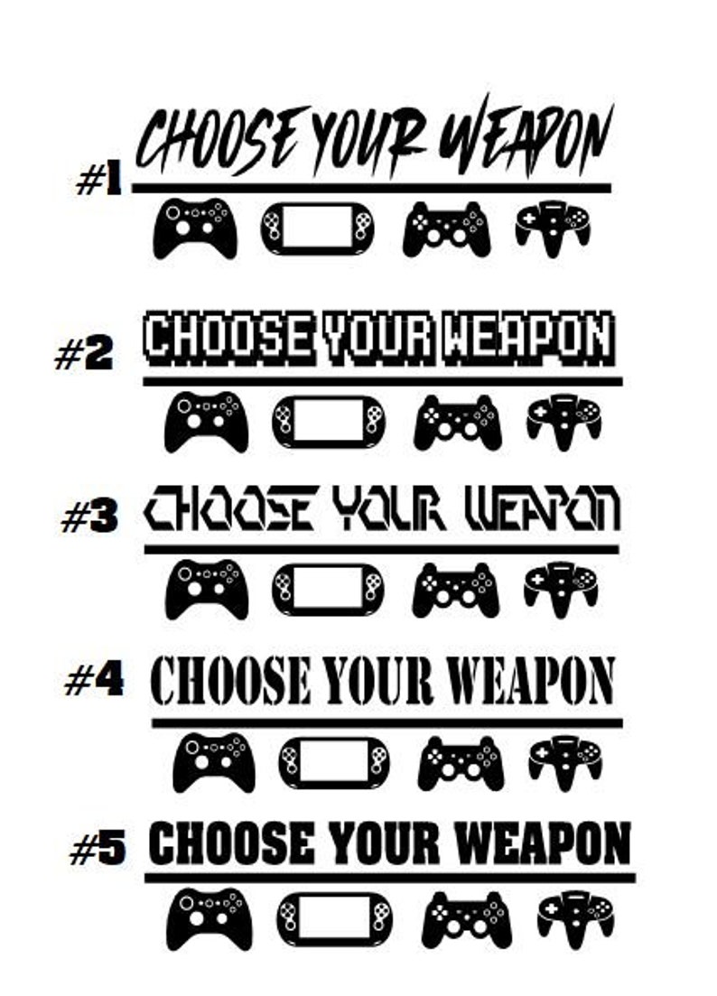 Choose Your Weapon Video Game Decal Gammer Wall Decal Vinyl Wall Lettering Boys Girls Gaming Decor Video Game Decal C-144 image 6