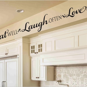 Eat Well Laugh Often Love Much Wall Decal sticker Kitchen Quote Kitchen Decor Vinyl Wall Lettering Wall Transfer K-107