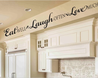 Eat Well Laugh Often Love Much Wall Decal sticker Kitchen Quote Kitchen Decor Vinyl Wall Lettering Wall Transfer K-107