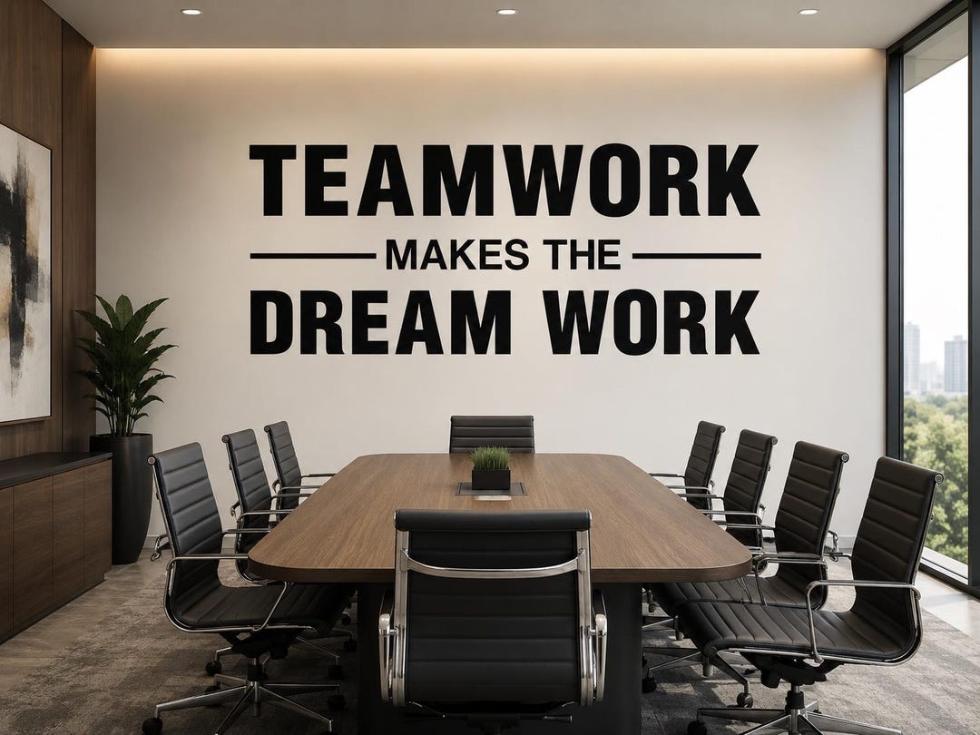 Teamwork Makes the Dream Work Office Wall Decal Vinyl Wall Quote ...