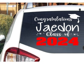 Congratulations Grad Decal Graduation Vinyl Decal Car Congratulations Custom Name Vinyl Lettering Graduation Sign S-159