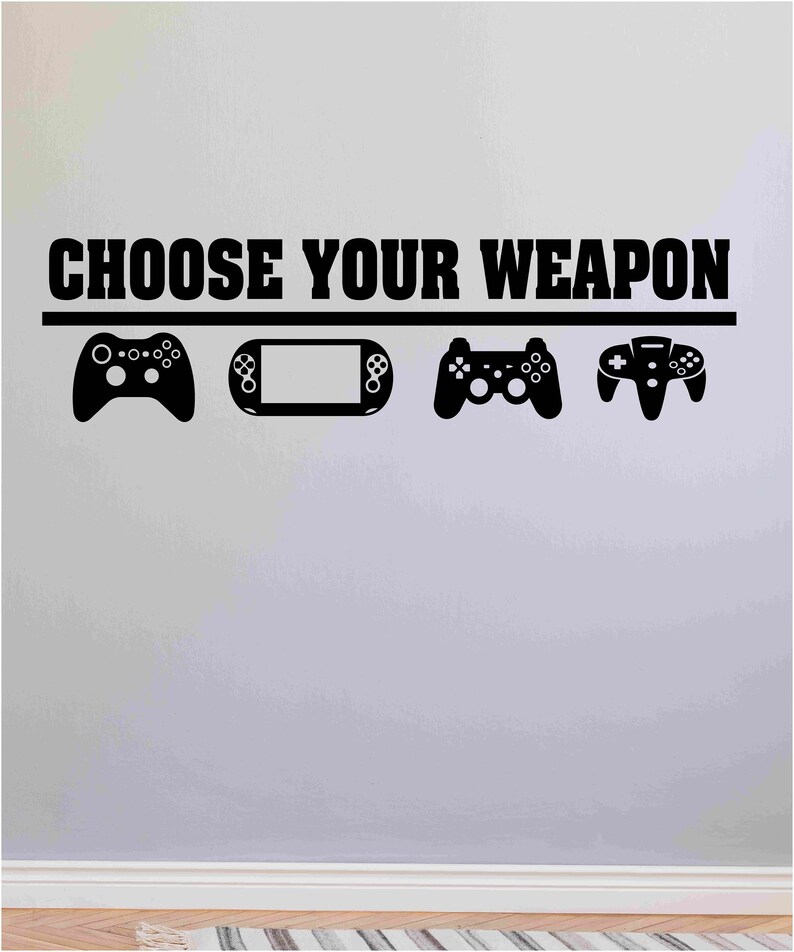 Choose Your Weapon Video Game Decal Gammer Wall Decal Vinyl Wall Lettering Boys Girls Gaming Decor Video Game Decal C-144 image 5