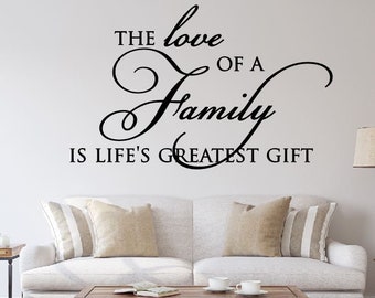 Family Decal The love of a Family is life's greatest gift Wall Decal Vinyl Wall Lettering Home Vinyl for Walls Family Picture Gallery-H-102