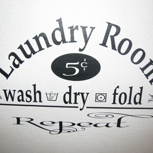 Laundry Room Wash Dry Fold Repeat Wall Decal Vinyl Wall Lettering Laundry Room Decor Vinyl Wall Lettering Laundry Wall Quote Sticker-L101 image 1