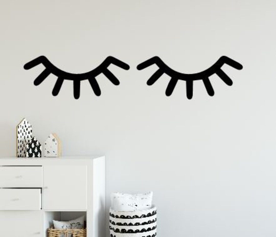 Sleepy Eye Modern Eyes Eyelashes Decal Girl Bedroom Lashes Wall Art