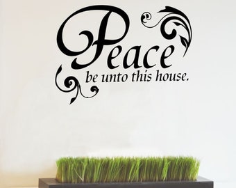 Peace be unto this house entryway Wall Decal Vinyl Wall Lettering Home Wall Quote Vinyl Lettering for Walls -H-114