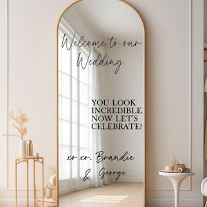 Welcome to our Wedding Sign For Mirror Selfie Mirror Custom Wedding Sign Decal Parties Personalized Vinyl Sticker Reception Decor WD109