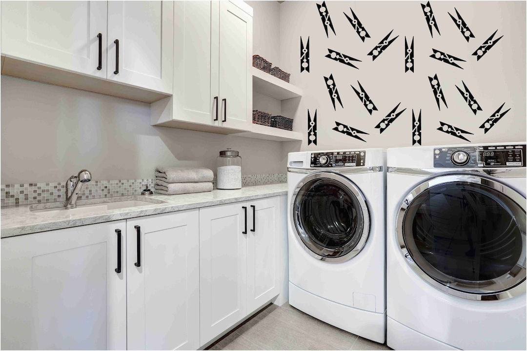 Clothespins Wall Decal Set of 20 Clothes Pins Laundry Wall Art Laundry ...