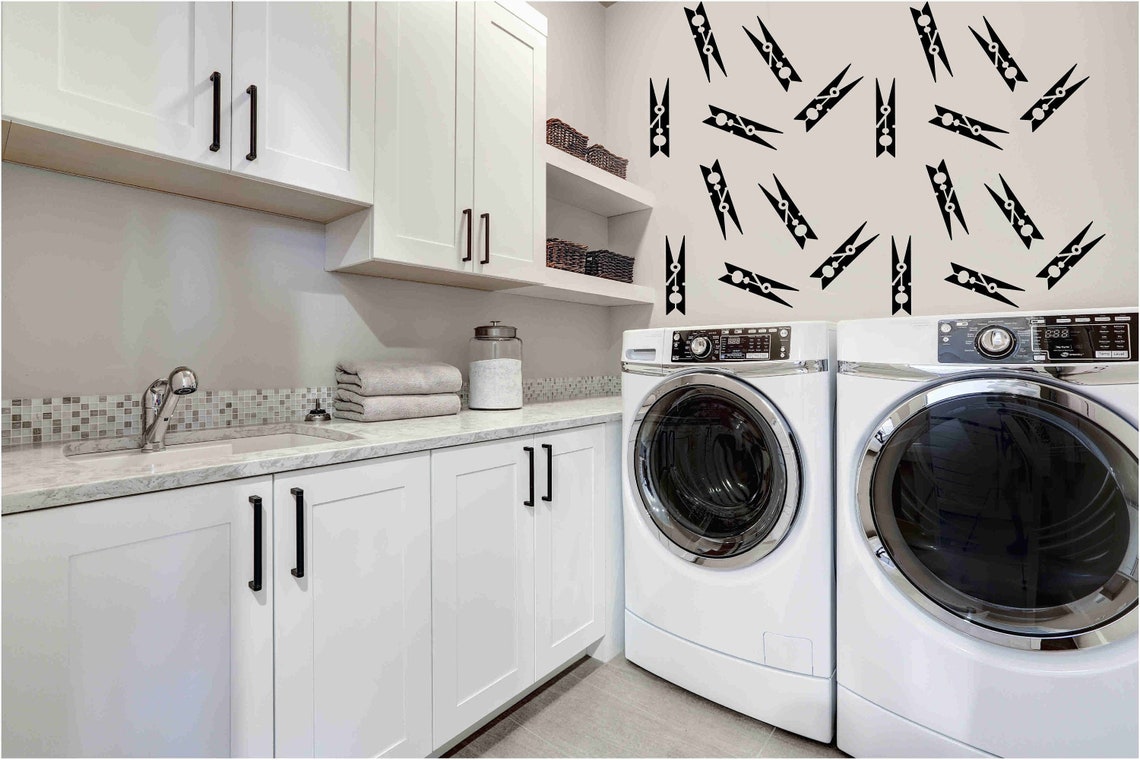 Clothespins Wall Decal Set of 20 Clothes Pins Laundry Wall Art Laundry ...
