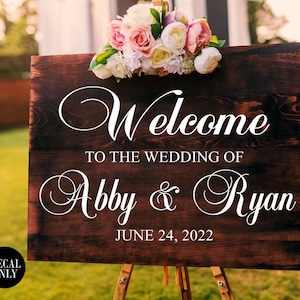 Wedding Welcome Sign /Personalized Couples Names and Dates/Mirror Decal / Bridal Shower Sign //Heart Wedding Mirror Vinyl Decal