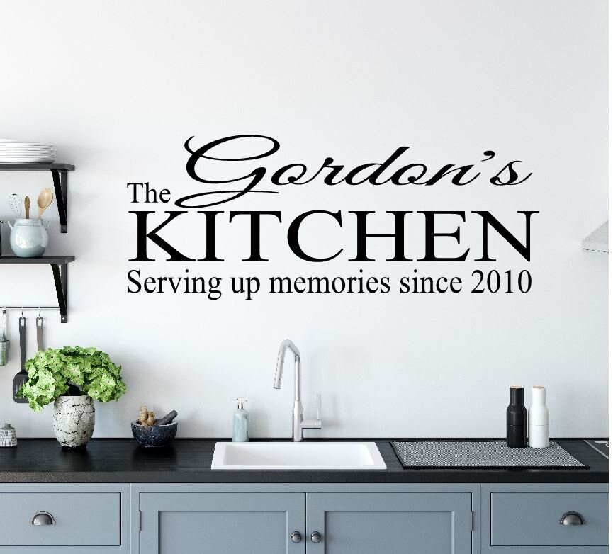 Personalized Kitchen Wall Decal Custom Name & Date Wall Art Etsy