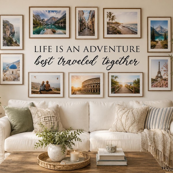 Life is an adventure best traveled together wall decal wall decor travel decor travel quote travel wall decal-H-163