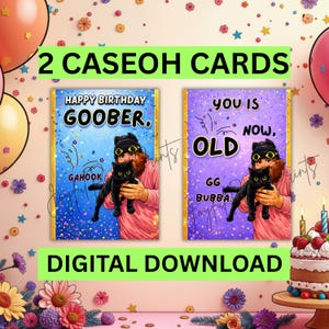 CaseOh Themed Birthday Cards, Funny Saying, 2 Designs (Digital Download)
