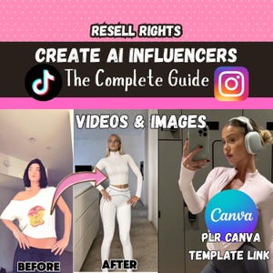 Guía para influencers con IA: Crea vídeos e imágenes con la plantilla PLR de Canva (descarga digital)