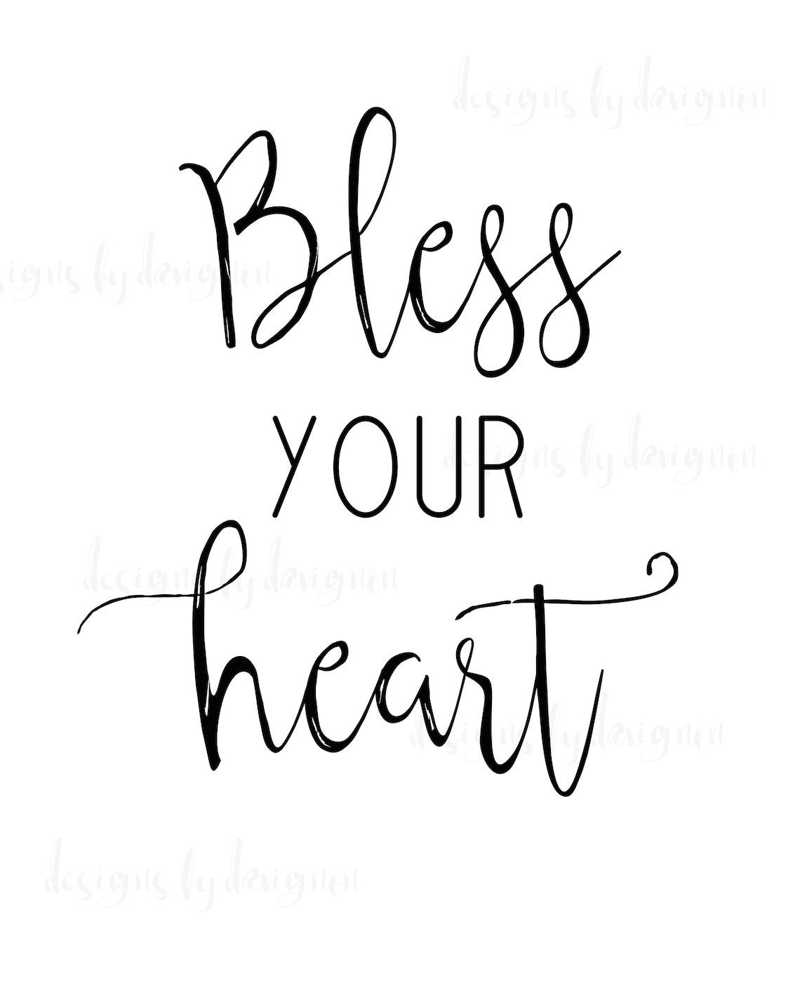 Digital File Bless Your Heart Printable Bless Your Heart | Etsy