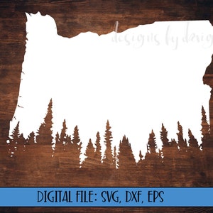 Digital File - Oregon Silhouette with Treeline - Cut File (svg, dxf, eps, png) - Oregon Outline - Oregon svg file - Oregon State svg