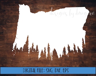 Digital File - Oregon Silhouette with Treeline - Cut File (svg, dxf, eps, png) - Oregon Outline - Oregon svg file - Oregon State svg