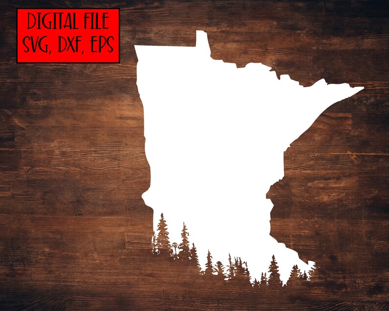 Digital File Minnesota State Silhouette with Tree Line Cut | Etsy