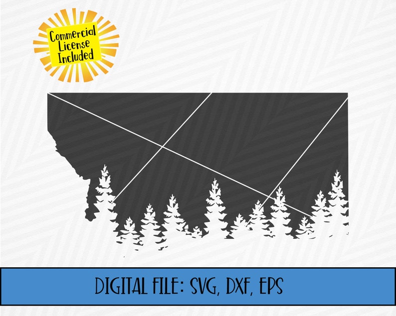 Download Svg Dxf Eps Digital File Commercial License Montana Forest Montana State Silhouette With Tree Line Montana State Svg File Cut File Clip Art Art Collectibles