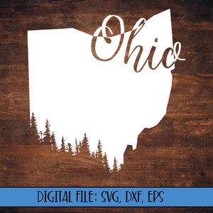 Digital File - Ohio State Silhouette with Tree Line - Cut File (svg, dxf, eps, png) - Ohio outline svg - Ohio svg file - Ohio treeline svg