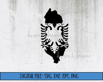 Digital Download - Albania Double Headed Eagle cut file (svg, dxf, eps, png) -Shqiperia svg -Shqiperia shqiponje -Albania clipart -eagle svg