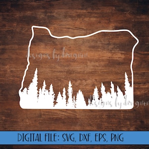 Digital File - Oregon Silhouette with Treeline - Cut File (svg, dxf, eps, png) - Oregon Outline - Oregon svg file - Oregon State svg